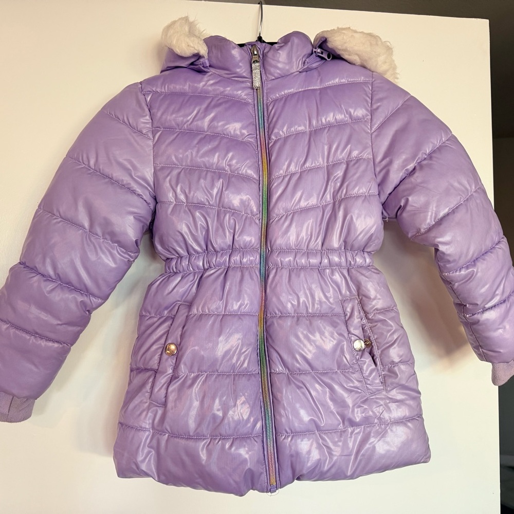 Kids Purple Puffer Coat with Hood